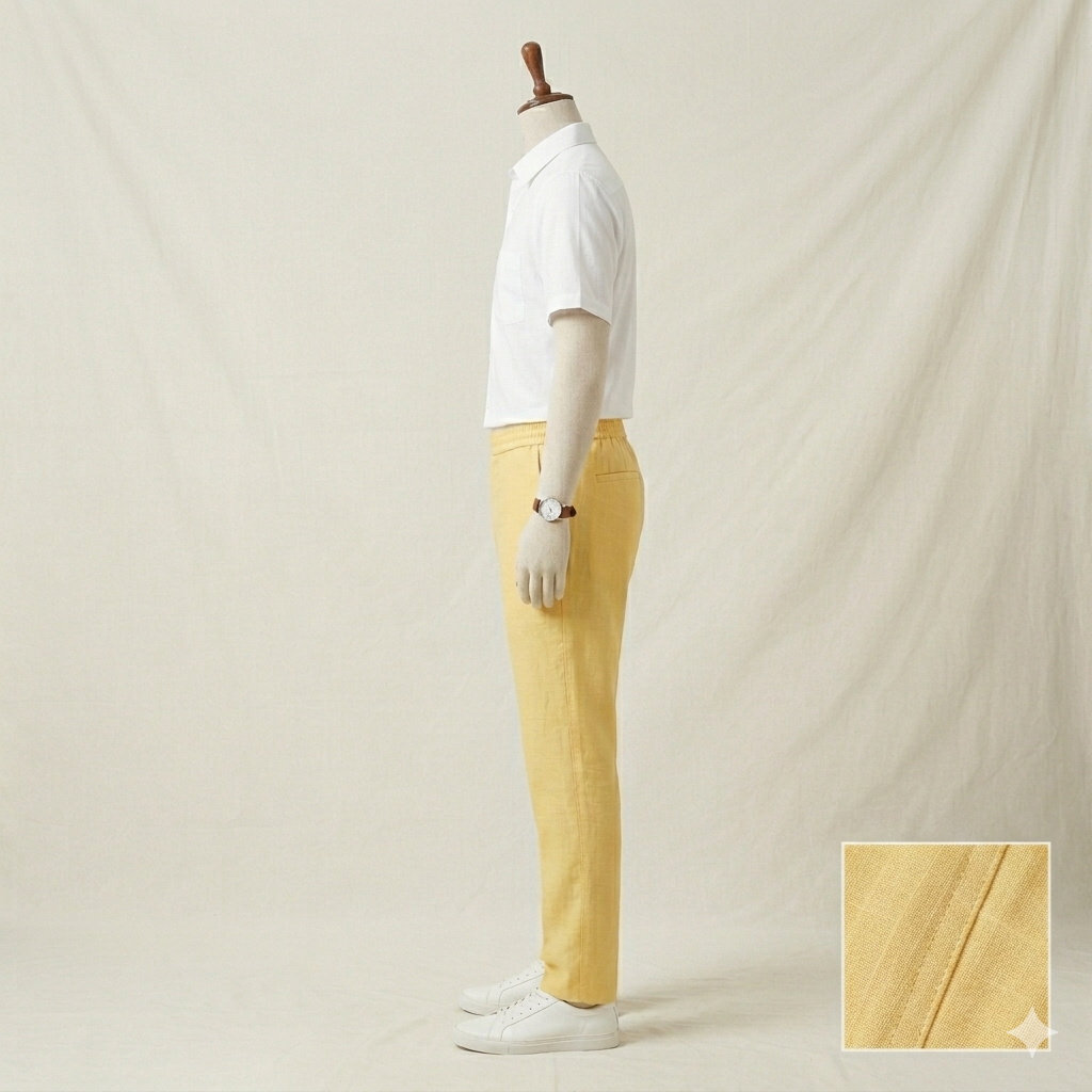 Khadi India Male Trouser Lower Lemon Yellow - Image 4