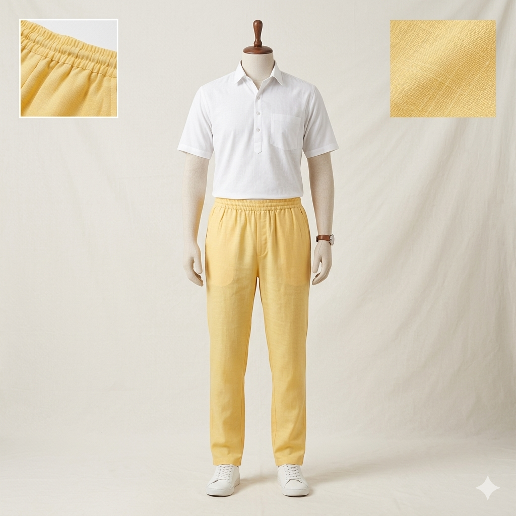 Khadi India Male Trouser Lower Lemon Yellow