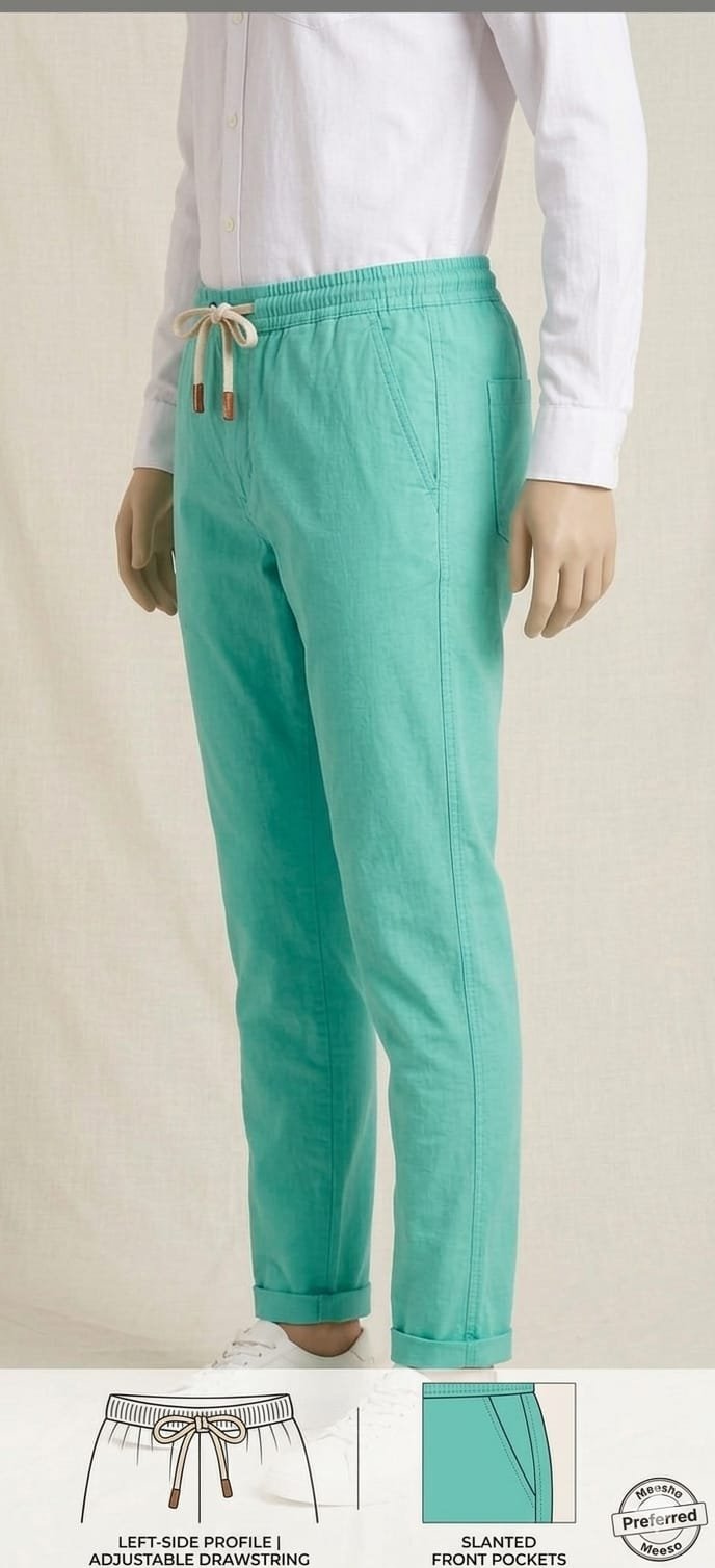 Khadi India Male Trouser Lower – Mint Green - Image 3