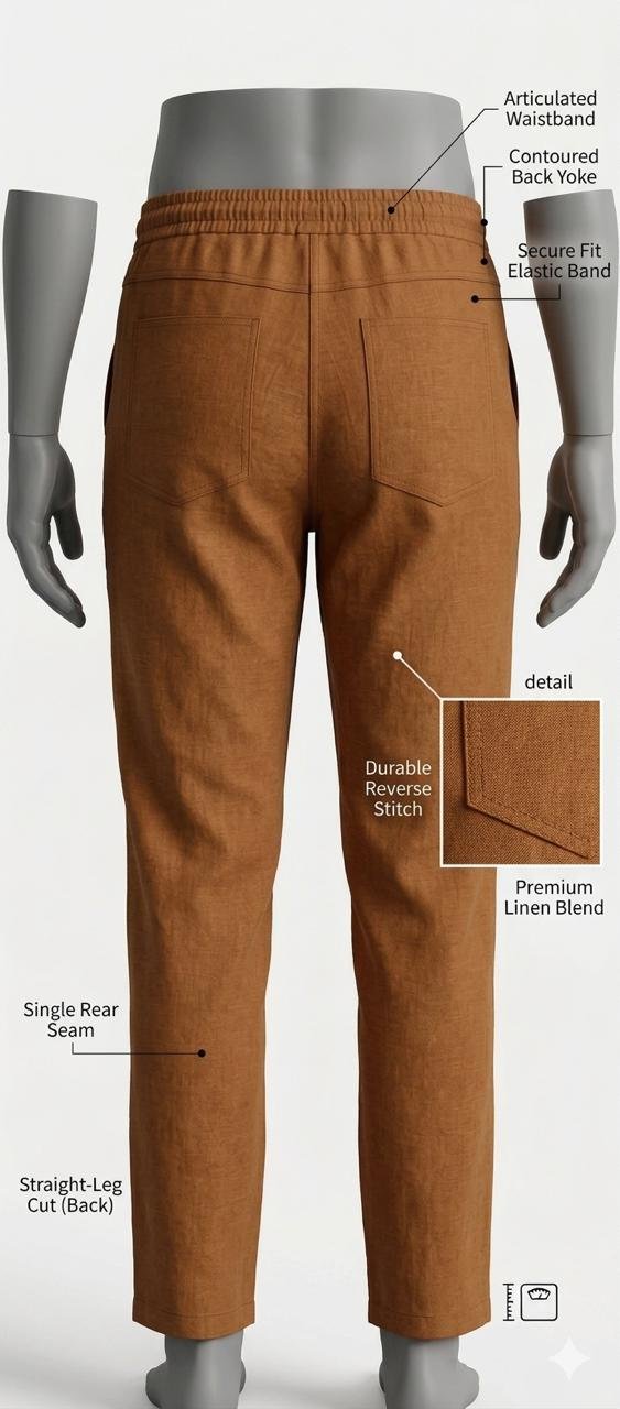 Khadi India Male Trouser Lower – Camel Brown - Image 4