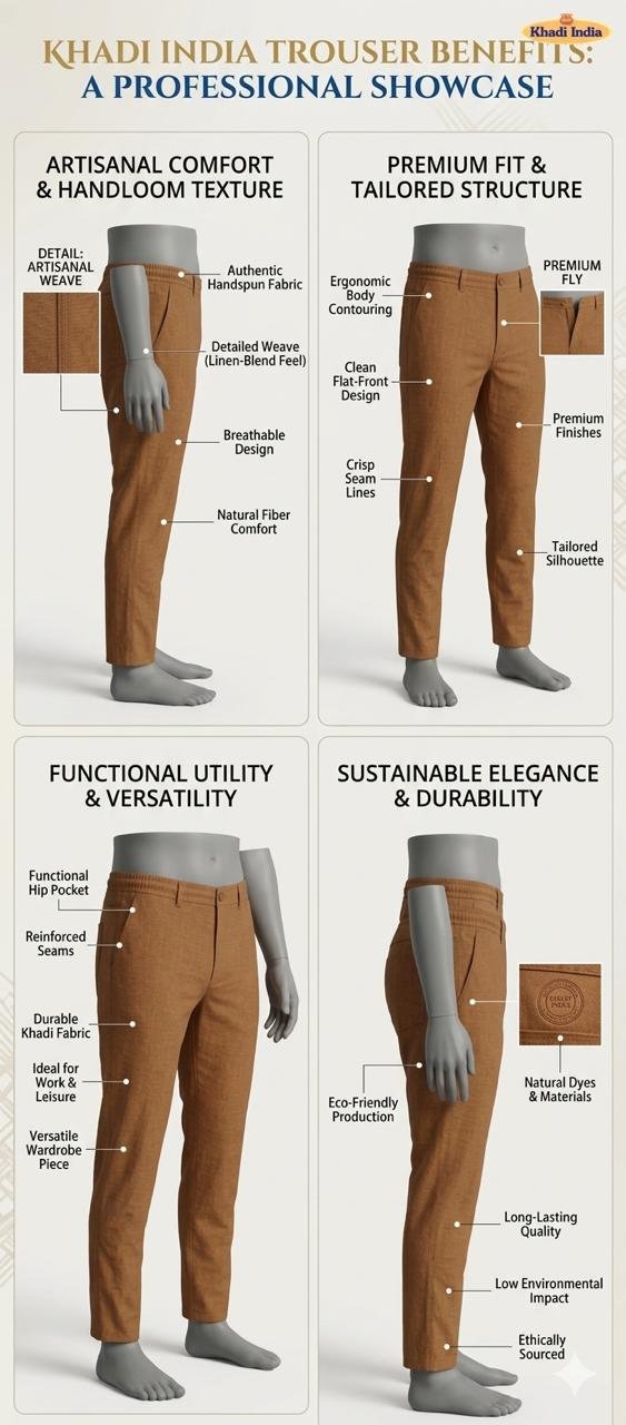 Khadi India Male Trouser Lower – Camel Brown - Image 2