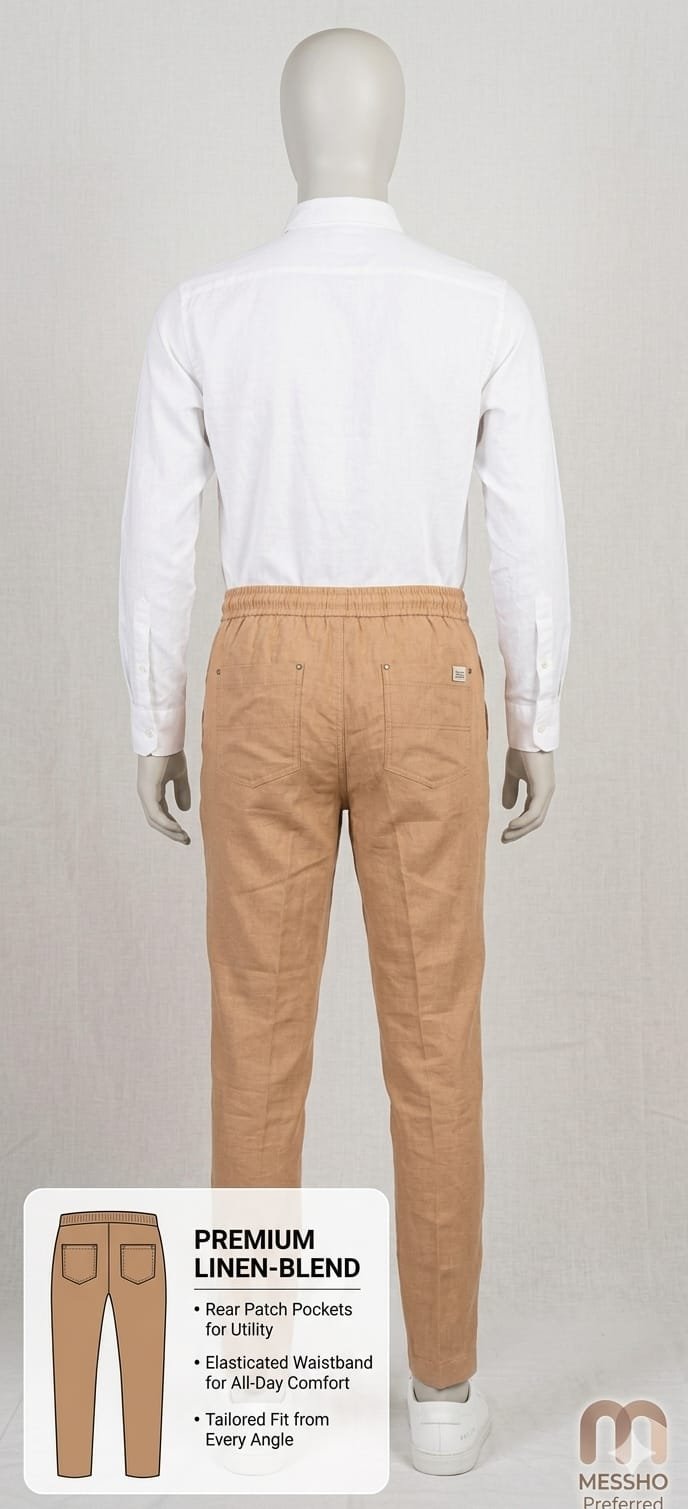 Khadi India Male Trouser Lower – Light Brown - Image 4