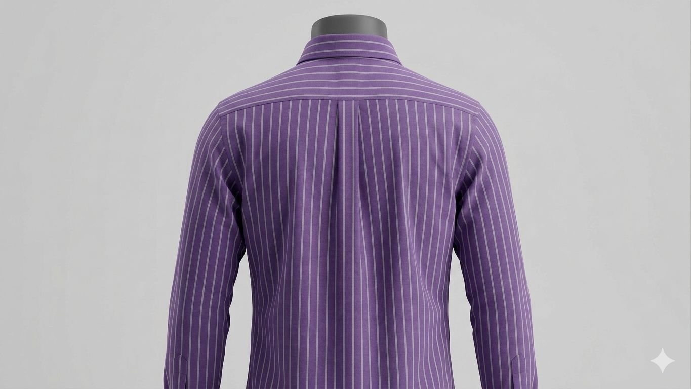 Khadi Cotton Shirt – Bhawan (Purple with White Stripes) - Image 2