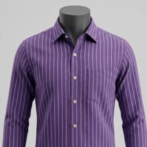 Khadi Cotton Shirt – Bhawan (Purple with White Stripes)
