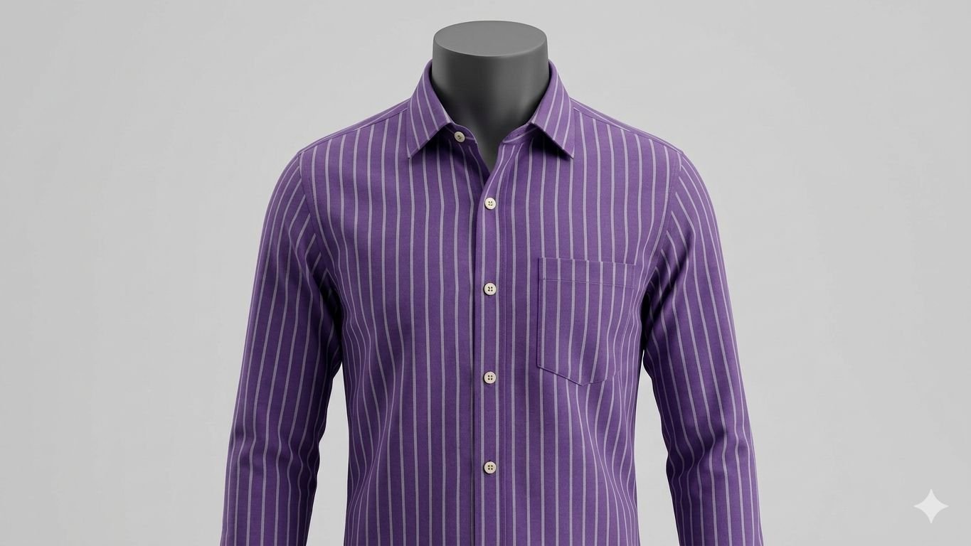 Khadi Cotton Shirt – Bhawan (Purple with White Stripes)