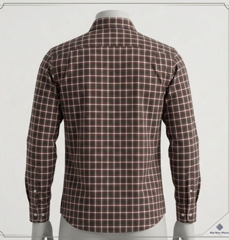 Khadi Bhawan Cotton Checked Shirt – Dark Brown with White & Brick Red Checks - Image 2