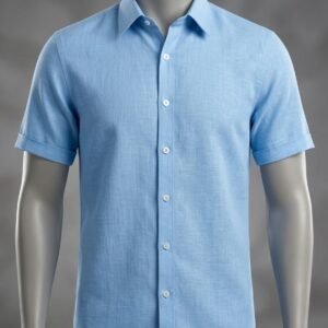 Men's Khadi Cotton Half Sleeve Shirt – Sky Blue