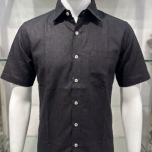 Men's Khadi Cotton Half Sleeve Shirt – Classic Black