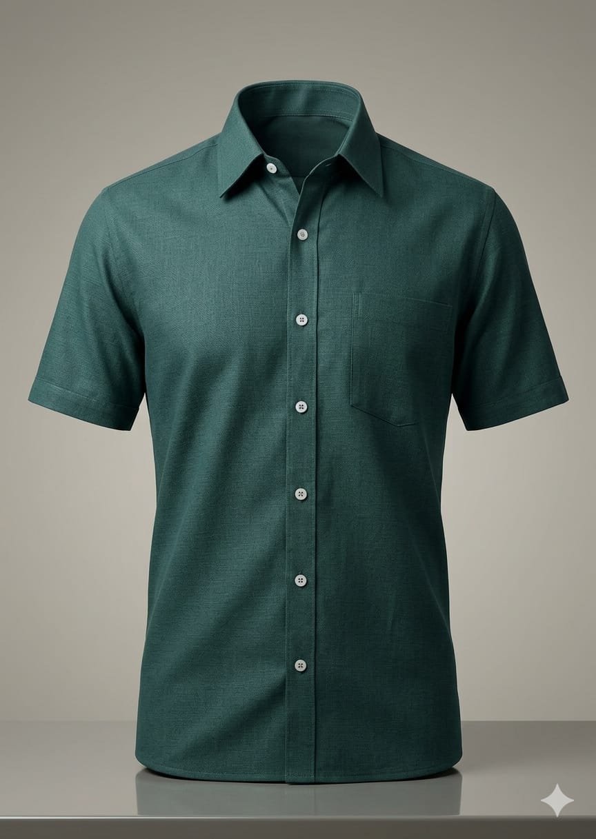 Men's Khadi Cotton Half Sleeve Shirt – Forest Green