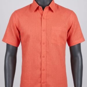 Men's Khadi Cotton Half Sleeve Shirt – Coral Orange