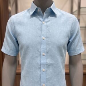 Men's Khadi Cotton Half Sleeve Shirt – Light Sky Blue