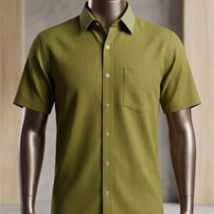 Men's Khadi Cotton Half Sleeve Shirt – Olive Green