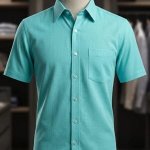Men's Khadi Cotton Half Sleeve Shirt – Aqua Blue