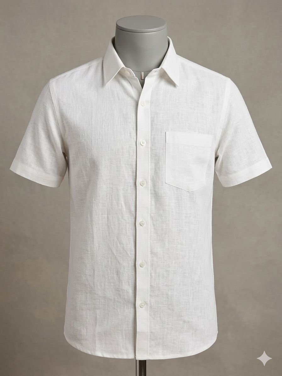 Men's Khadi Cotton Half Sleeve Shirt – Classic White