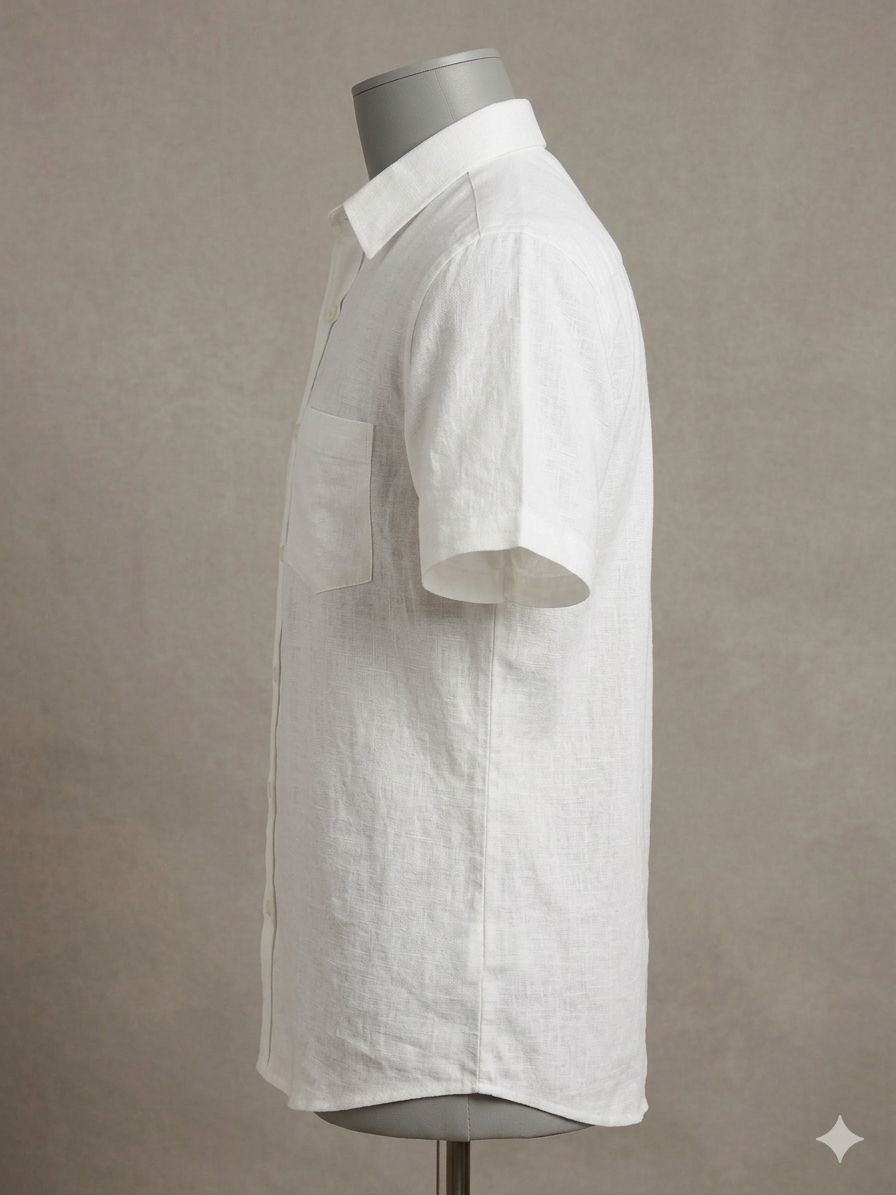 Men's Khadi Cotton Half Sleeve Shirt – Classic White - Image 3