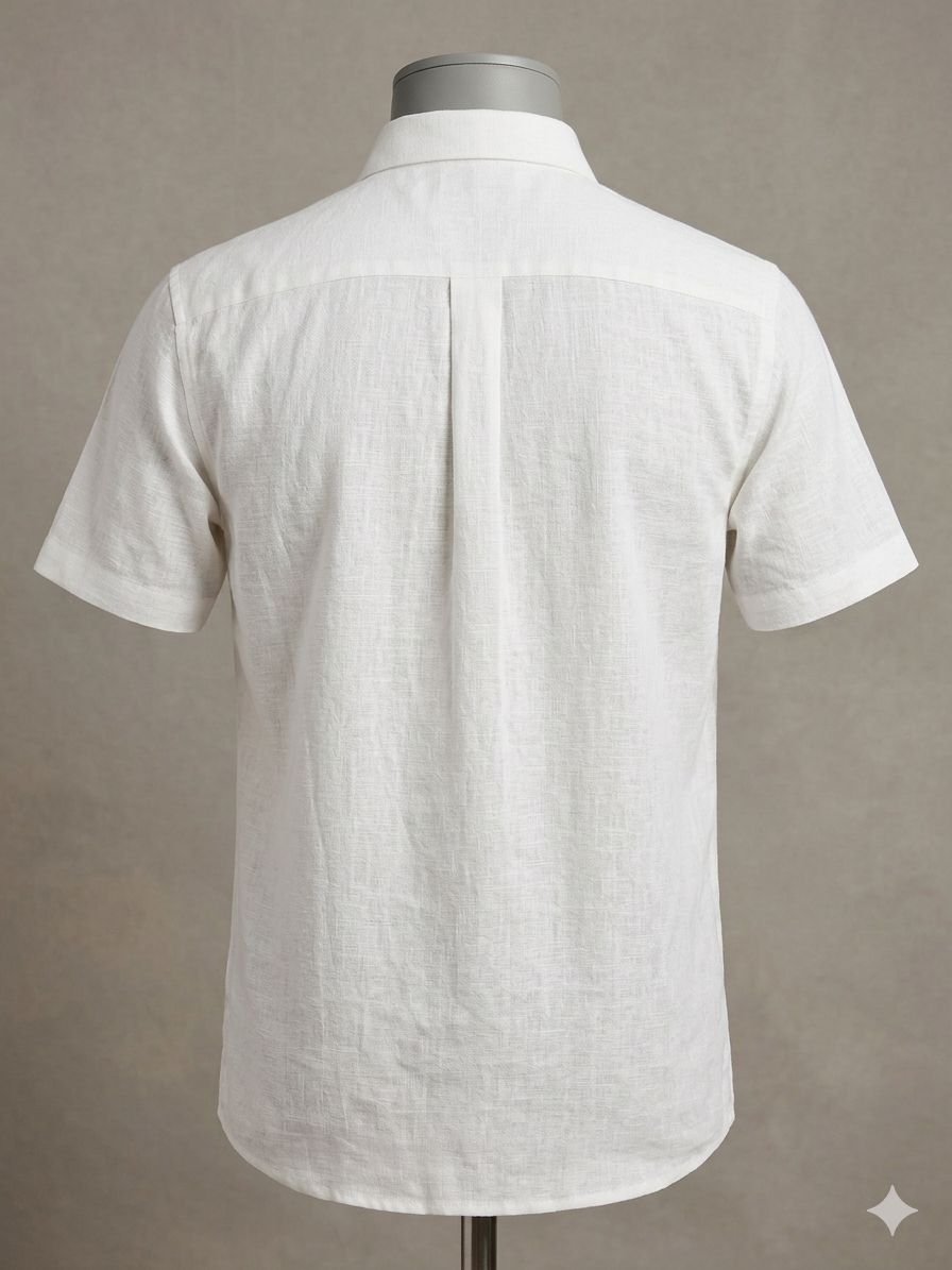 Men's Khadi Cotton Half Sleeve Shirt – Classic White - Image 2