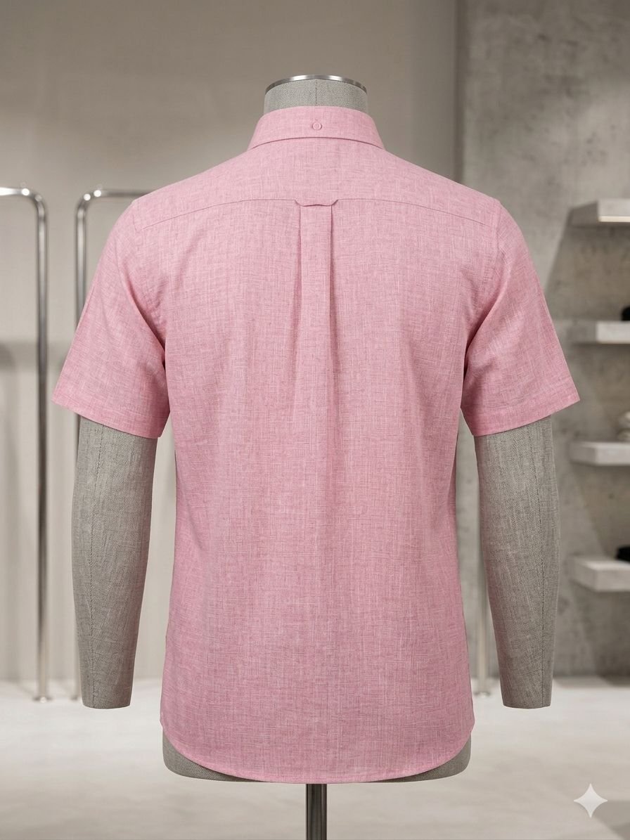 Men's Khadi Cotton Half Sleeve Shirt – Soft Pink - Image 2