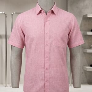 Men's Khadi Cotton Half Sleeve Shirt – Soft Pink