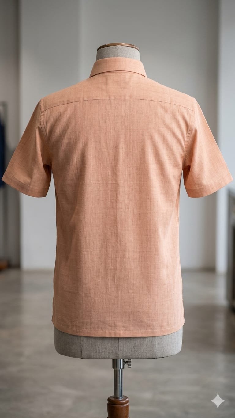 Men's Khadi Cotton Half Sleeve Shirt – Peach Beige - Image 2