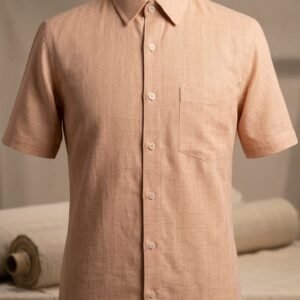 Men's Khadi Cotton Half Sleeve Shirt – Peach Beige