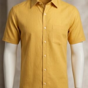 Men's Khadi Cotton Half Sleeve Shirt – Lemon Yellow