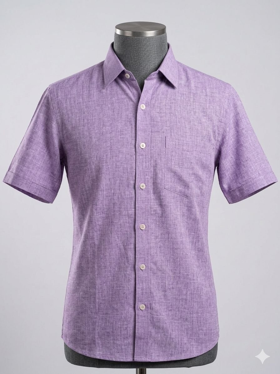 Men's Khadi Cotton Half Sleeve Shirt – Lavender
