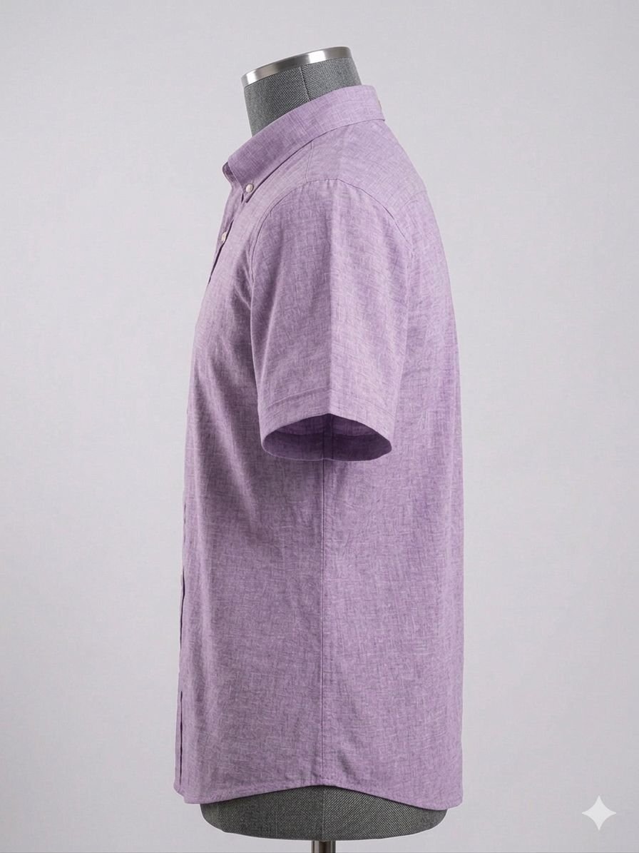 Men's Khadi Cotton Half Sleeve Shirt – Lavender - Image 3