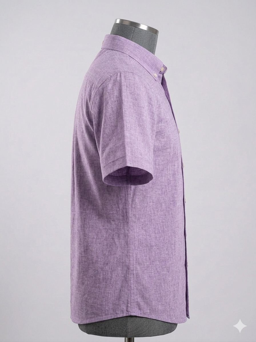 Men's Khadi Cotton Half Sleeve Shirt – Lavender - Image 4