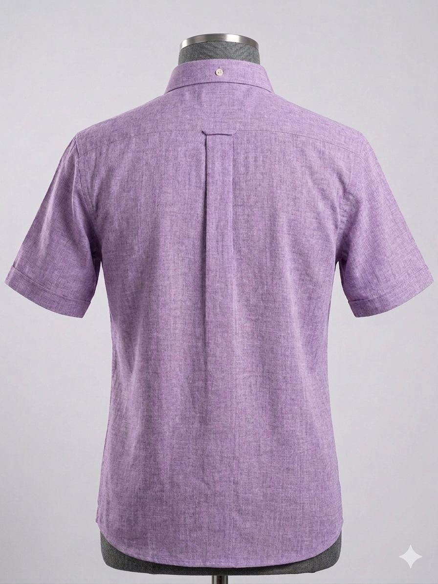 Men's Khadi Cotton Half Sleeve Shirt – Lavender - Image 2