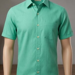Men's Khadi Cotton Half Sleeve Shirt – Mint Green