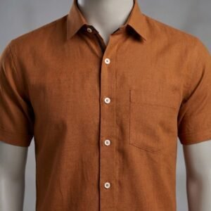 Men's Khadi Cotton Half Sleeve Shirt – Rust Brown