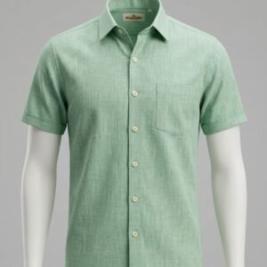 Men's Khadi Cotton Half Sleeve Shirt – Mint Green