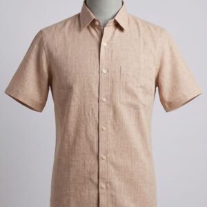 Men's Khadi Cotton Half Sleeve Shirt – Light Beige