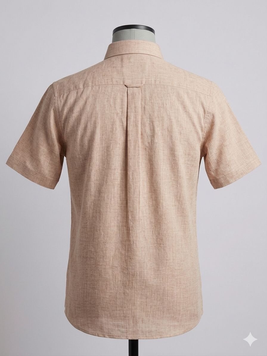 Men's Khadi Cotton Half Sleeve Shirt – Light Beige - Image 2