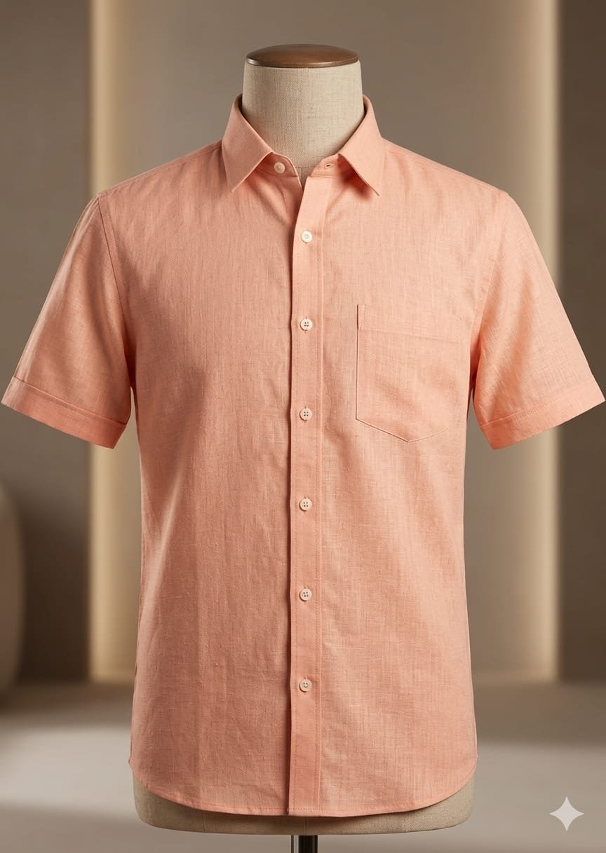 Men's Khadi Cotton Half Sleeve Shirt – Blush Peach