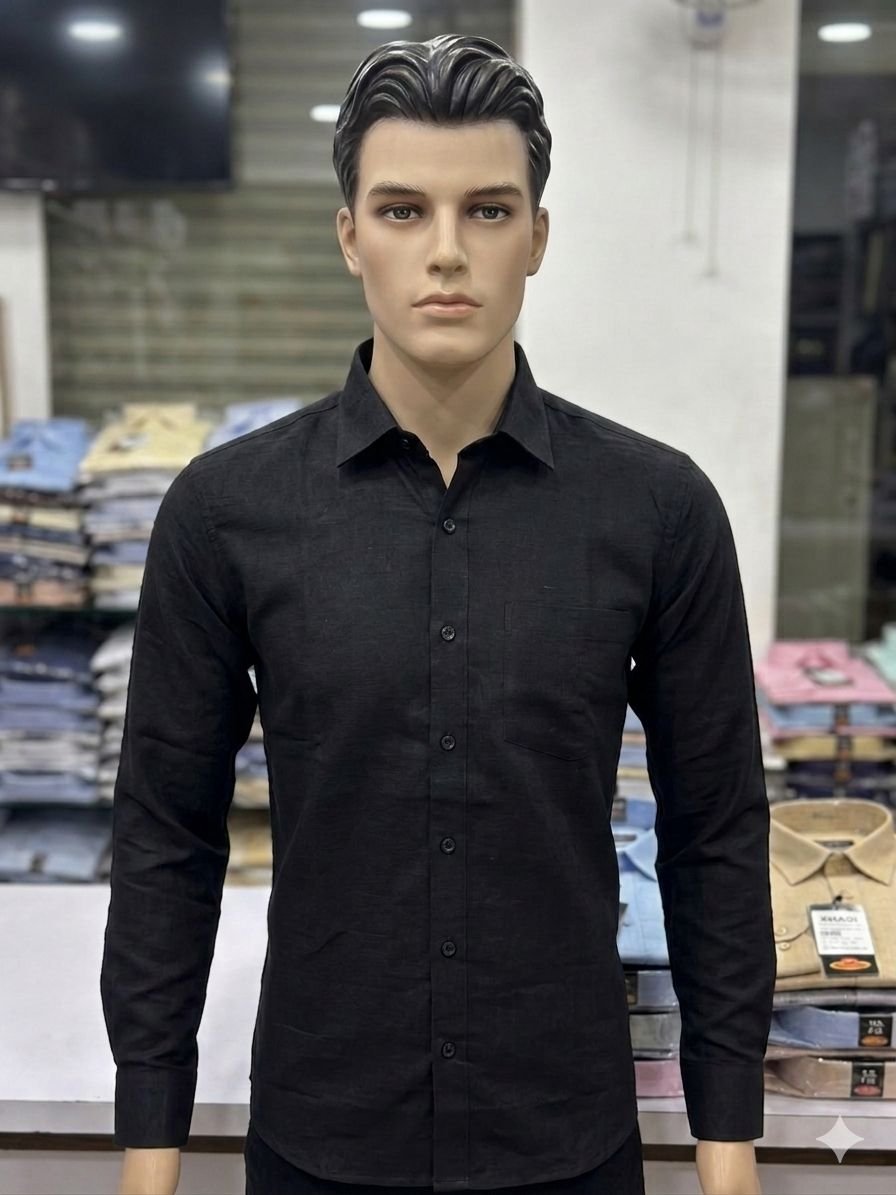 Men's Khadi Cotton Full Sleeve Shirt – Classic Black