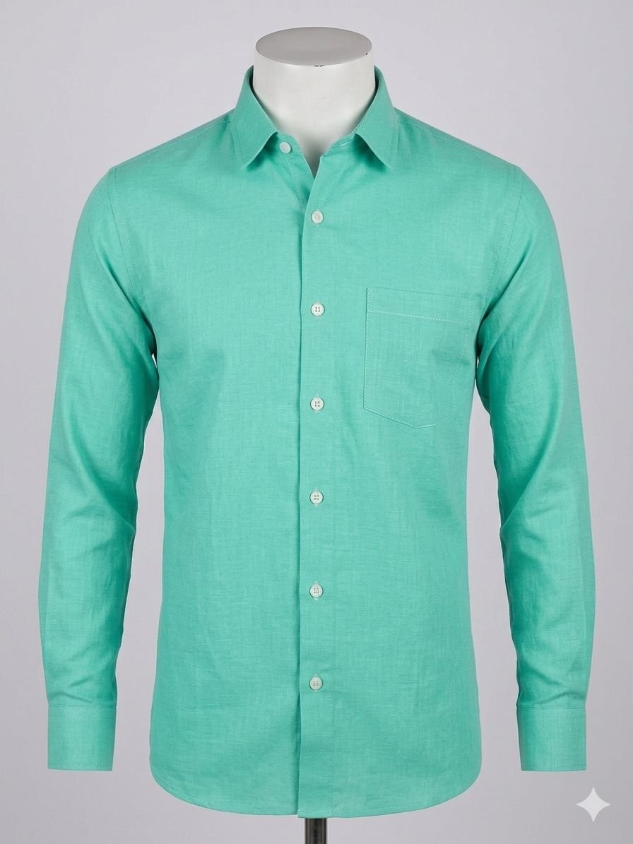 Men's Khadi Cotton Full Sleeve Shirt – Mint Green
