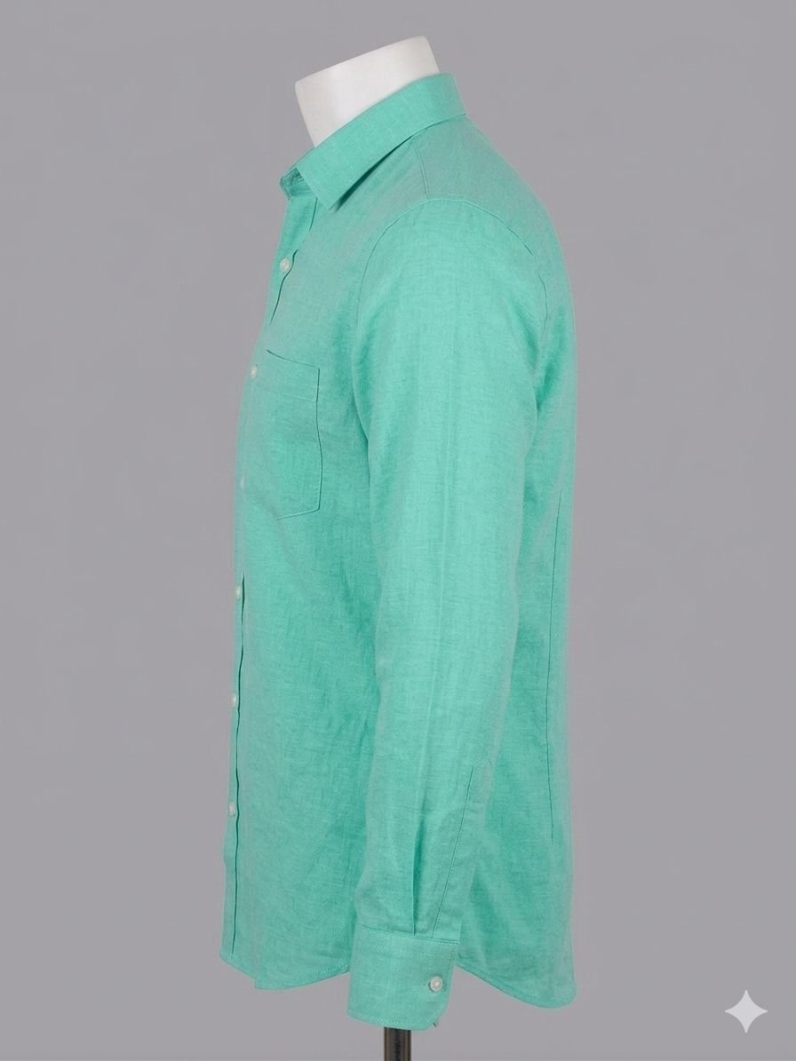 Men's Khadi Cotton Full Sleeve Shirt – Mint Green - Image 3