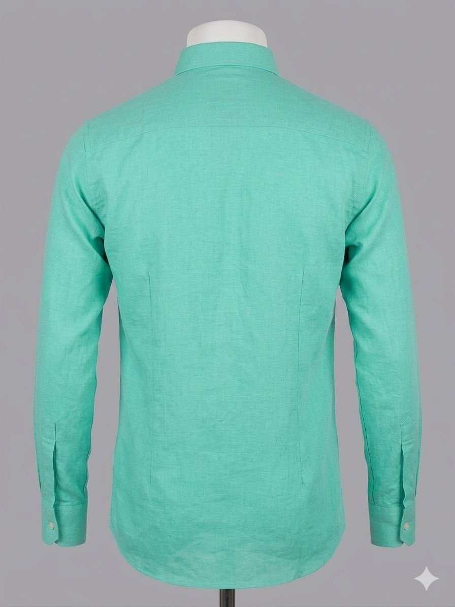 Men's Khadi Cotton Full Sleeve Shirt – Mint Green - Image 2