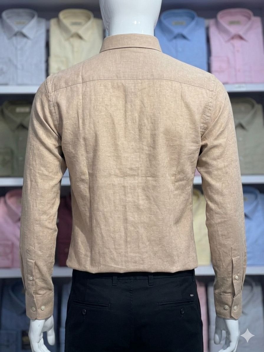 Men's Khadi Cotton Full Sleeve Shirt – Sand Beige - Image 2