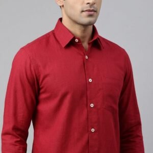 Men's Khadi Cotton Full Sleeve Shirt – Maroon Red