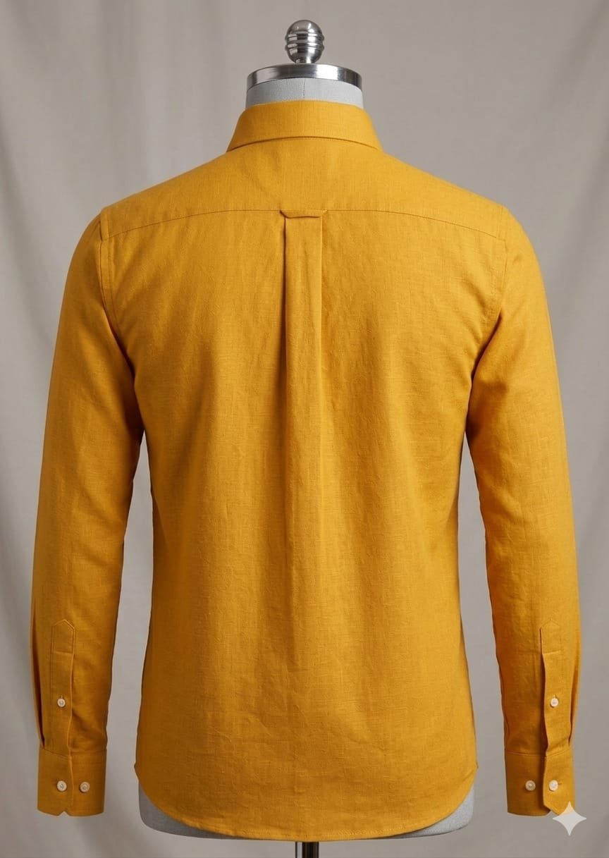 Men's Khadi Cotton Full Sleeve Shirt – Mustard Yellow - Image 2