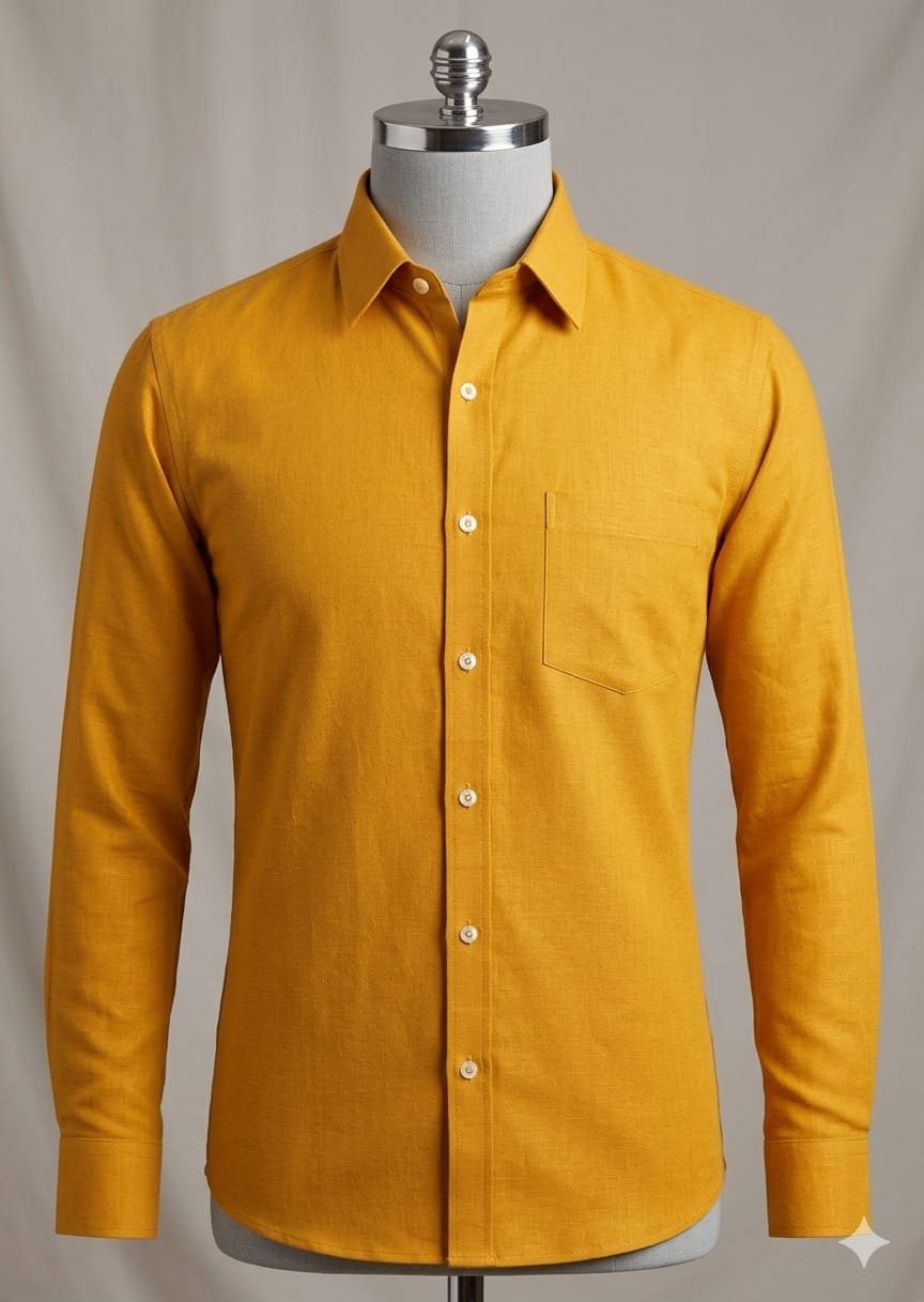 Men's Khadi Cotton Full Sleeve Shirt – Mustard Yellow