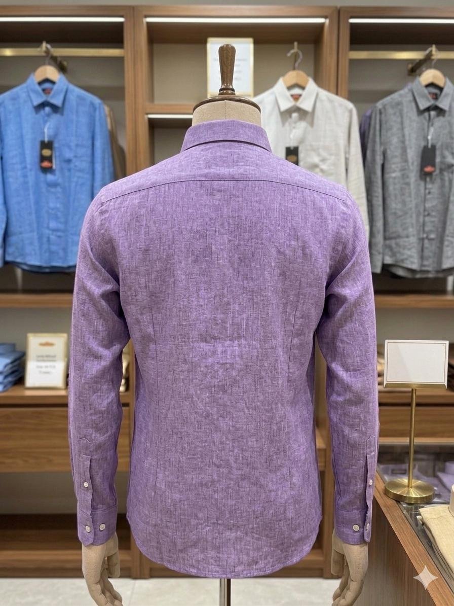 Men's Khadi Cotton Shirt – Lavender Purple - Image 2