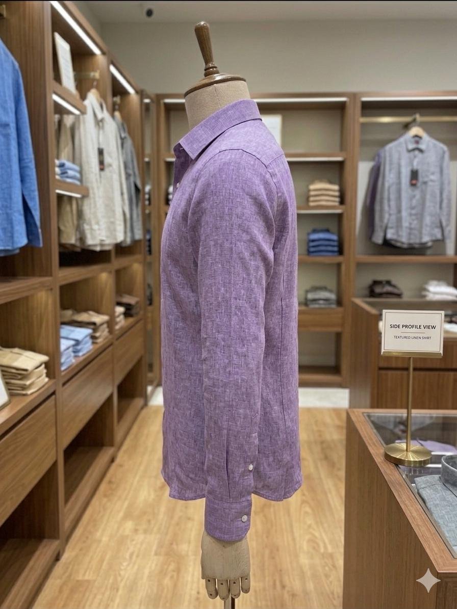 Men's Khadi Cotton Shirt – Lavender Purple - Image 3