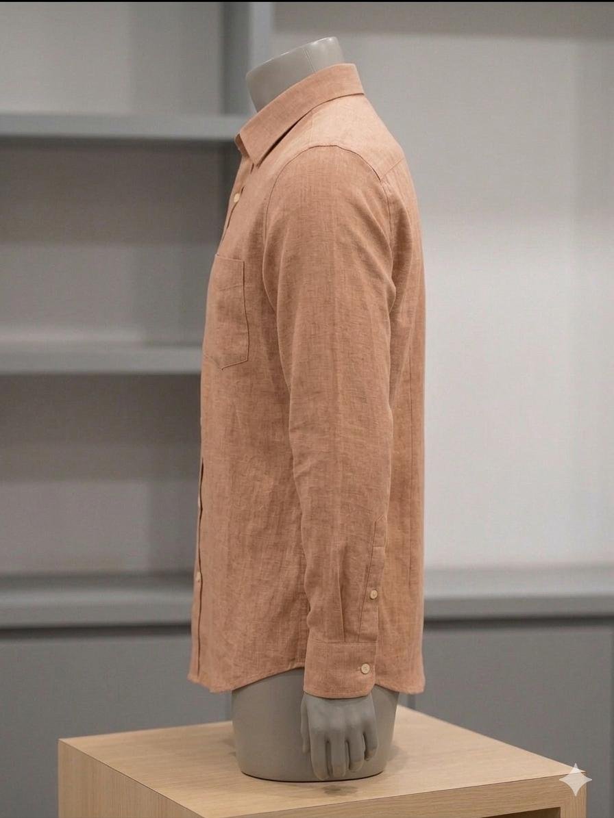 Men's Khadi Cotton Shirt – Sand Beige - Image 3