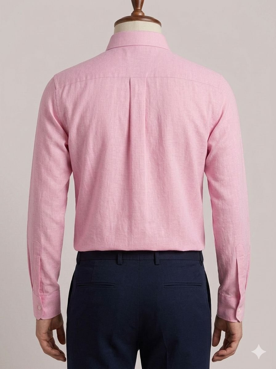 Men's Khadi Cotton Shirt – Baby Pink - Image 2