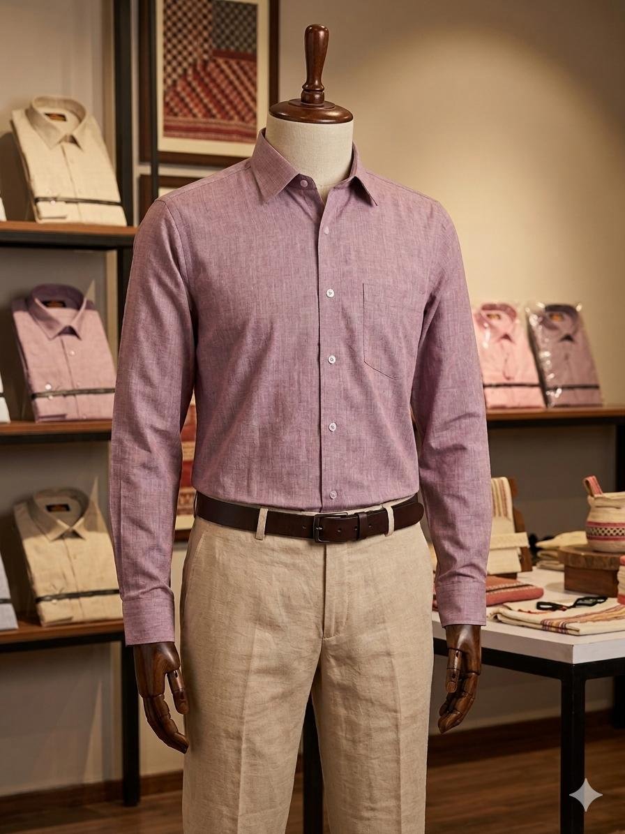 Men's Khadi Cotton Shirt – Dusty Mauve