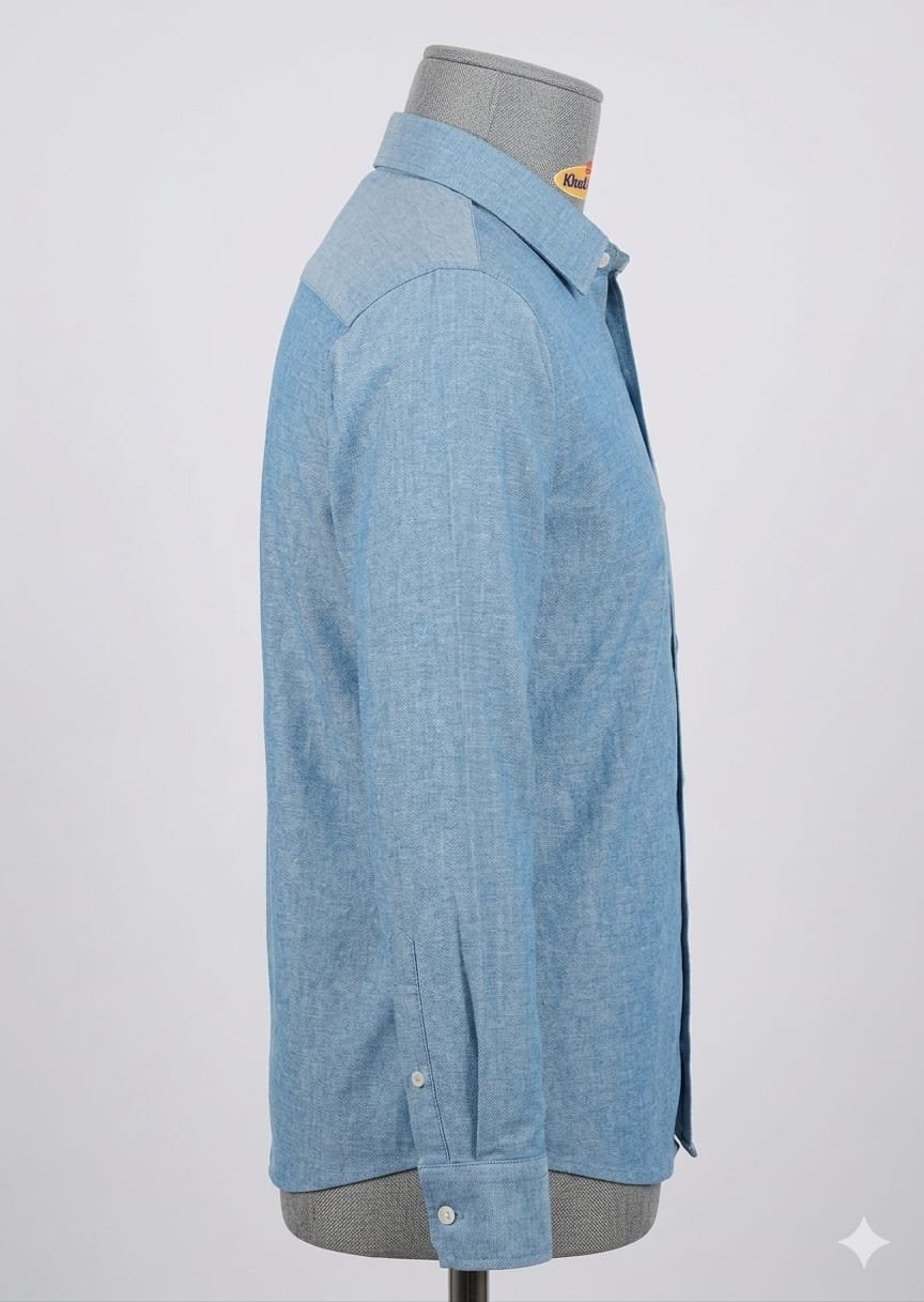 Men's Khadi Cotton Full Sleeve Shirt – Sky Blue - Image 3