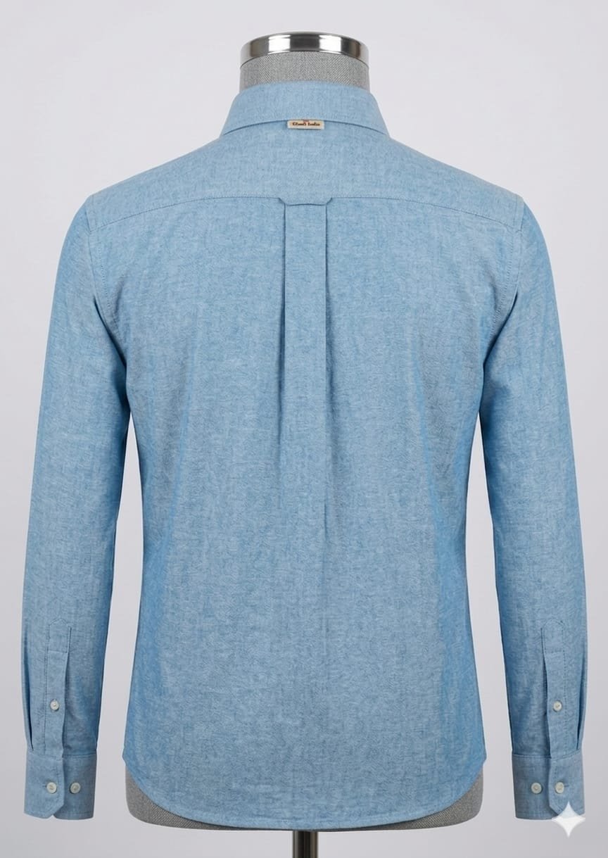 Men's Khadi Cotton Full Sleeve Shirt – Sky Blue - Image 2
